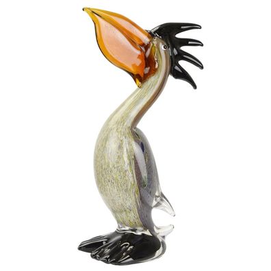 Glasfigur Figur Skulptur Glas Glasskulptur Pelikan Murano-Stil Antik-Stil 30cm