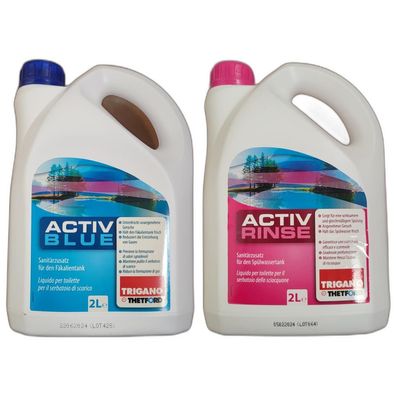 7,95EUR/1l Set Thetford Activ Blue &amp; Aktiv Rinse Sanitärzusatz je 2 Liter