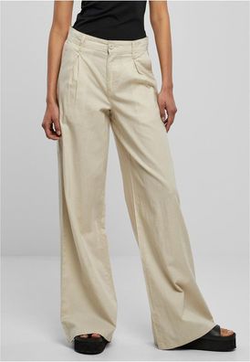 Urban Classics Damen Hose Ladies High Linen Mixed Wide Leg Pants