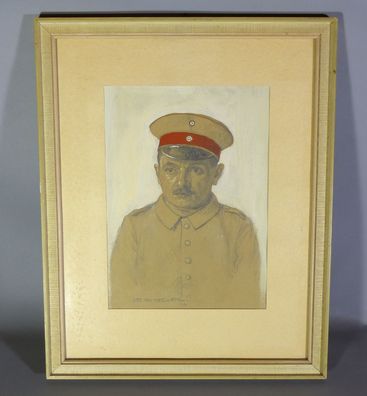 Zeichnung Gouache Radierung "Otto von der Wehl" Künstler Infantrist Hessen(?) WK1 W