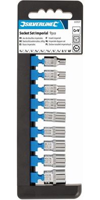 Silverline Steckschlüssel / Knarren Sechskant-Steckschlüsseleinsätze, zöllig,