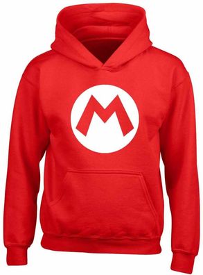 Nintendo Super Mario - Mario Badge (Kids Unisex Red Pullover Hoodie) Jungen Hoodie