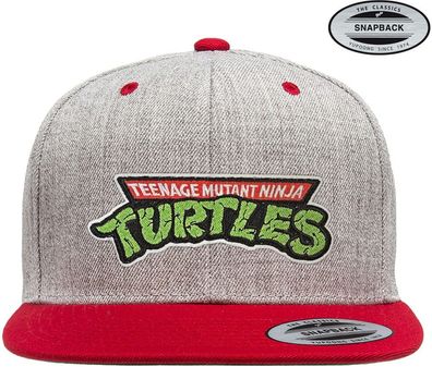 Teenage Mutant Ninja Turtles TMNT Logo Premium Snapback Cap Heather-Grey-Red