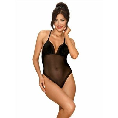 Alifini Transparenter Bodysuit mit Flügeldruck - Schwarz S/M