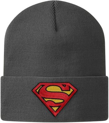 Superman Patch Beanie Mütze Darkgrey