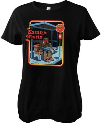 Steven Rhodes Damen Satan Is Waiting Girly Tee