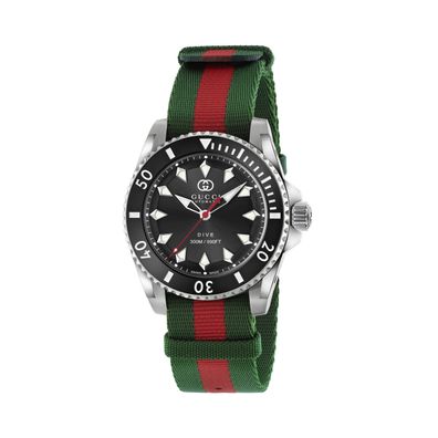 Gucci – YA136364 – Gucci Dive 40 mm Edelstahlgehäuse, schwarzes Zifferblatt, Keramikl