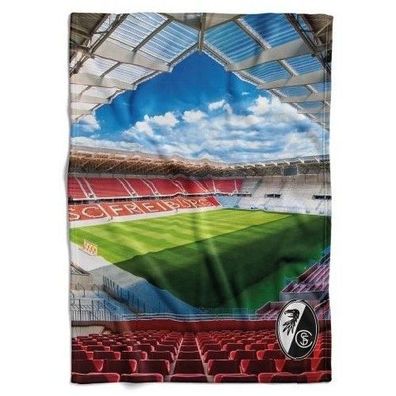 SC Freiburg Fleecedecke Stadion Fussball Rot-150x200cm, 260gsm