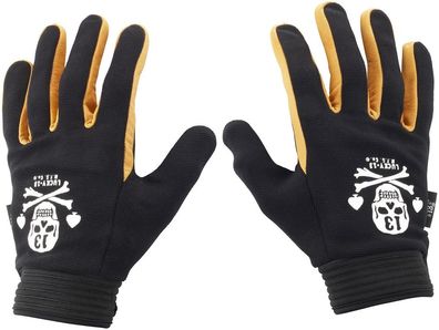 Lucky 13 Lederhandschuhe L13 Pirate Skull Gloves - Bl/Cg Black