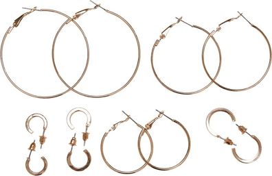 Urban Classics Universal Schmuck Basic Hoop Earrings 6-Pack Gold