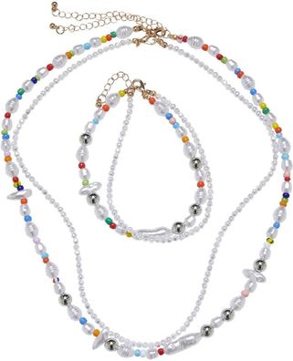 Urban Classics Various Pearl Layering Necklace And Anklet Set