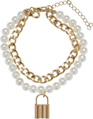 Urban Classics Armband Padlock Pearl Layering Bracelet