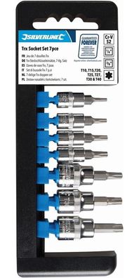 Silverline Steckschlüssel / Knarren T10–T40-Steckschlüsseleinsätze, 1/4-Zoll