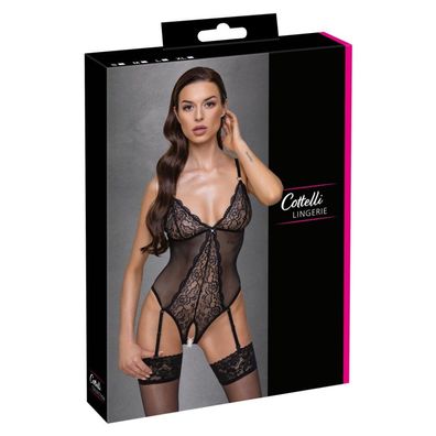 Bodysuit mit offenem Schritt - Schwarz