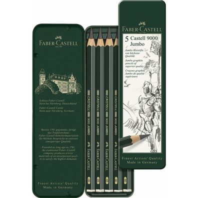 FABER-CASTELL 9000 Jumbo Bleistifte HB - 8B grün 5 St