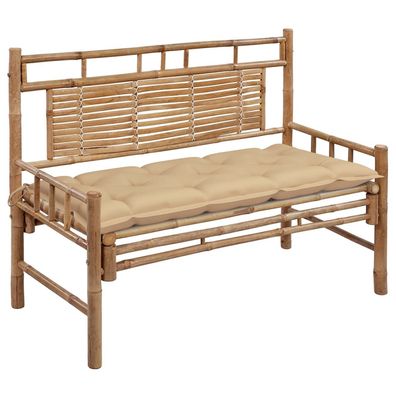 vidaXL Gartenbank mit Auflage 120 cm Bambus