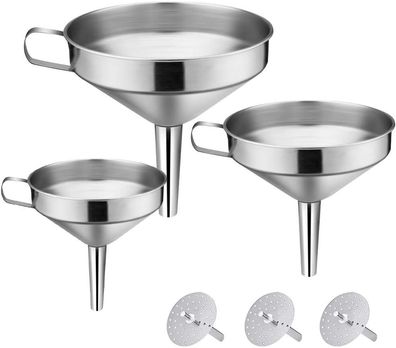 Edelstahl Trichter Kitchen Strainer Trichter Set, 3 Stéck Edelstahl Trichter