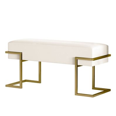 BETTSO Hellbeige Klassische Polsterbank CELY 100 auf goldenem Gestell
