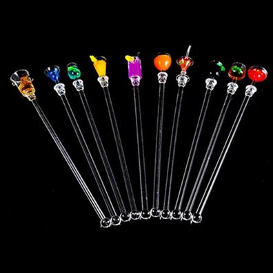 10-Pcs buntes Cocktail Réhrer Swizzle Sticks Transparentes Acryl fér Cocktail