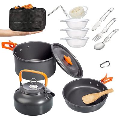 Overmont Camping Kochgeschirr Set Outdoor Geschirr Set Kochtopf Set