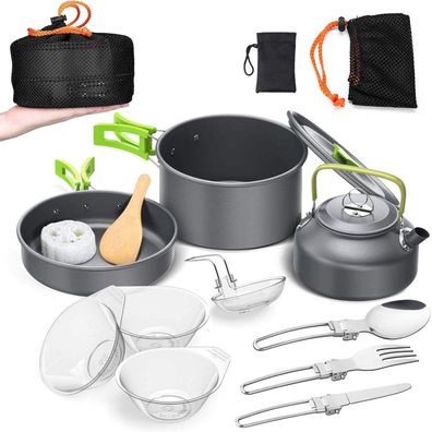 Overmont Camping Kochgeschirr Set Outdoor Geschirr Set Kochtopf Set