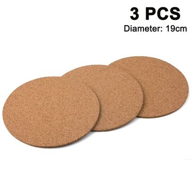 Rundes Cork Coaster Tischset, Töpfe, Pfannen und Pflanzen, 19 cm Durchmesser x