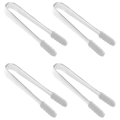 4Pcs Mini Serving Zangen, Edelstahl Eiszange Wérfel Zuckerzange mit Silikon