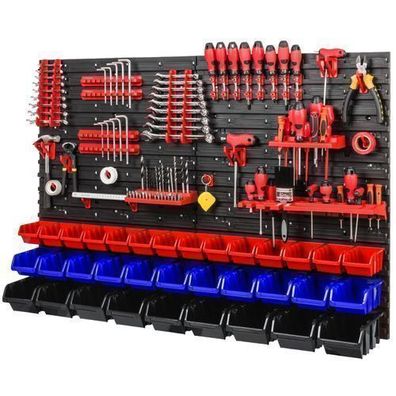 Werkzeugwand 1152 x 780 mm - Lagersystem SET Werkzeughaltern und 34 Stück Boxen