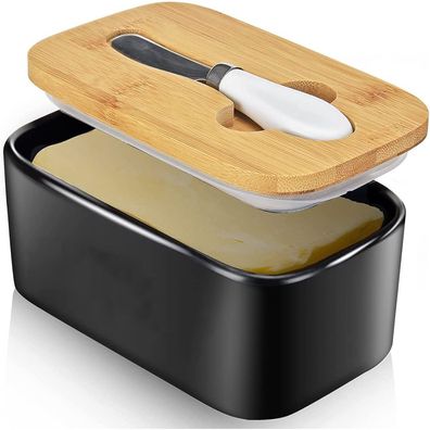 Aisbugur Large Butter Dish for 250 g Butter, Butter Dish with Knife, Ceramic