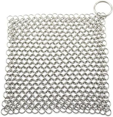 Gobesty Gusseisenreiniger Chainmail, Kettenwäscher aus Edelstahl, 7 x 7 Zoll