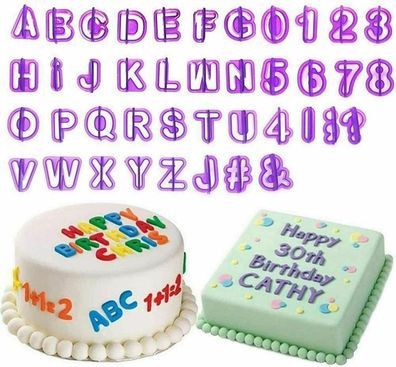 40 X Fondant Ausstecher Set- Zahlen Buchstaben Alphabet Marzipan Tortendeko