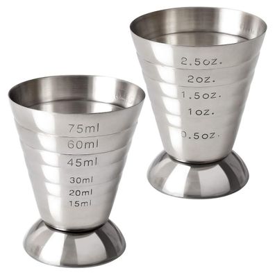 2-Pack Messbecher Cocktail Jigger Edelstahl Jigger fér fléssige oder trockene