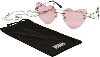 Urban Classics Sonnenbrille Sunglasses Heart With Chain Rose/Silver