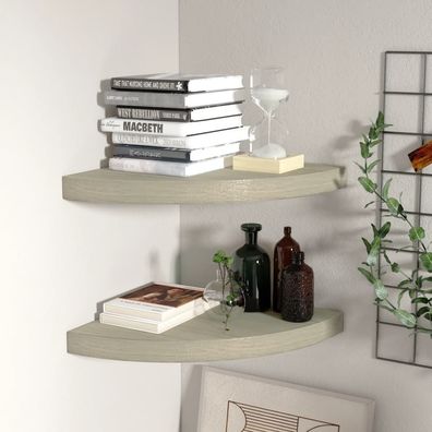 vidaXL Eck-Schweberegale 2 Stk. Eichen-Optik 35x35x3,8 cm MDF