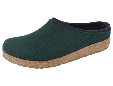 Haflinger Grizzly Kris Herren Hausschuhe Clogs Filzschuhe tannengrün Wollfilz