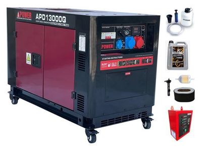 AiPOWER Diesel Stromaggregat Full Power 13KVA APD13000Q 400V/230V Set inkl. Zubehör