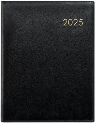 Kalender 2025 -Wochenbuch 1W/2S Leder schwarz 2025- 21 x 26,5cm