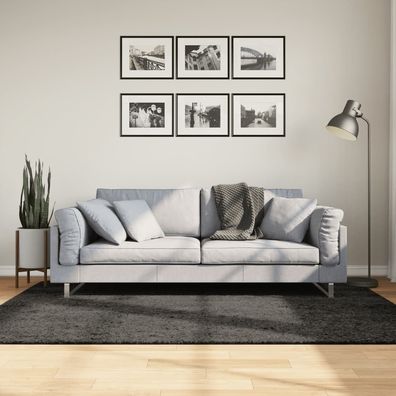 vidaXL Teppich ISTAN Hochflor Glänzend Anthrazit 140x200 cm