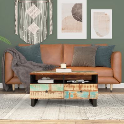 vidaXL Couchtisch 80x54x40 cm Altholz Massiv & Holzwerkstoff