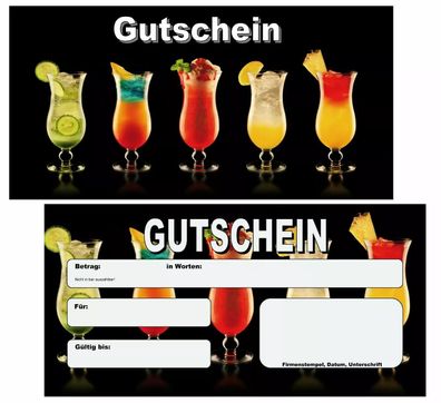 Geschenkgutscheine Gutscheine Gutscheinkarten Gastronomie Café Restaurant Cocktail