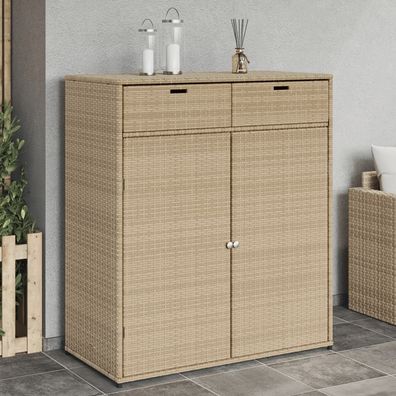 vidaXL Gartenschrank Beige 105x55x113 cm Poly Rattan