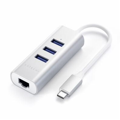 Satechi Type-C 2-in-1 - 3 Port USB 3.0 Hub und Ethernet - Silber