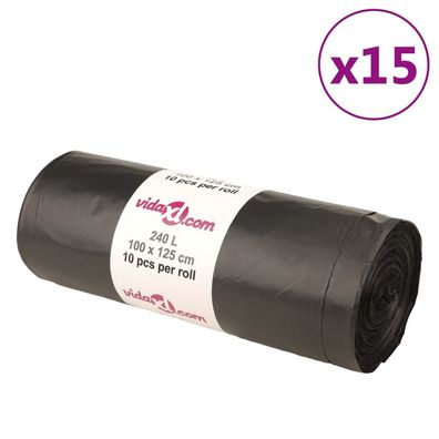 vidaXL Müllsäcke 150 Stk. Schwarz 240 L