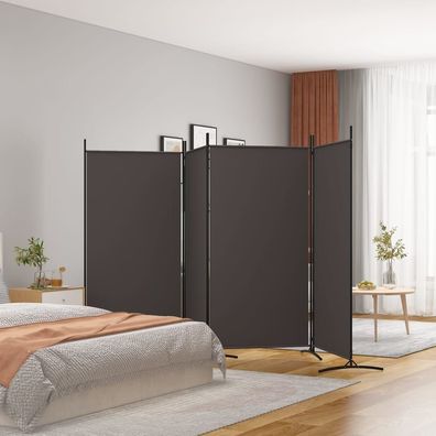 vidaXL 4-tlg. Paravent Braun 346x180 cm Stoff