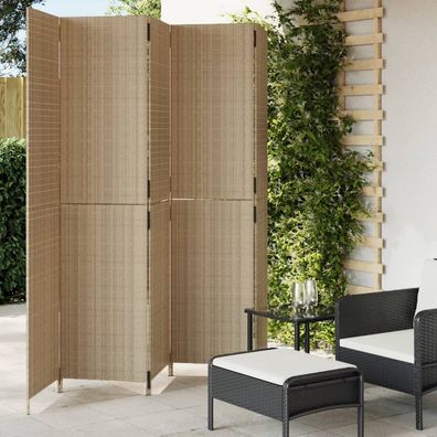 vidaXL Paravent 5-tlg. Beige Poly Rattan