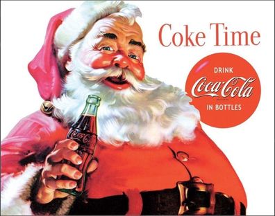 US Blechschild Coca-Cola Santa Claus Coke Time 40 x 31 cm Weihnachten