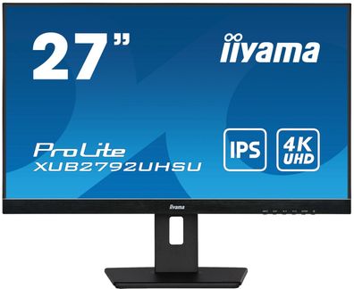 IIYAMA XUB2792UHSU-B5 68,58cm 27Zoll ETE IPS 3840x2160 UHD 300cd/m2 4ms HDMI DV... ->