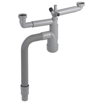 PREVEX Flexloc Siphon 1 1/2" mit 2 Anschlüssen für Küchenspülen/Becken Recyclet