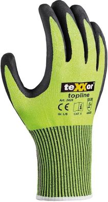 teXXor Schnittschutz-Strickhandschuhe Besandete Nitrilbeschichtung (12 Stück) 2428