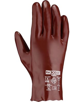 teXXor Topline Chemikalienschutz-Handschuhe Pvc Rotbraun (12 Stück) 2110